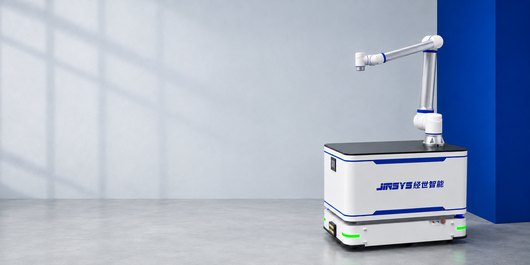 JINSYS MCR mobile manipulator in a brand studio setting